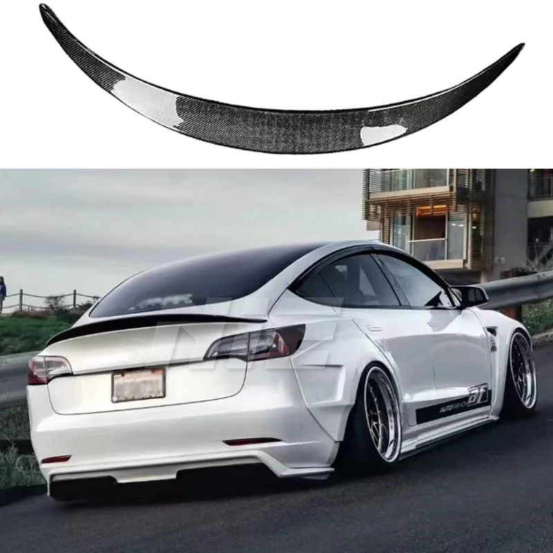 

HK GT Style Spoiler Suitable For Tesla Model 3 2017 18 19 2020 High Quality Real Carbon Fiber Rear Spoiler Trunk Lid Auto Parts