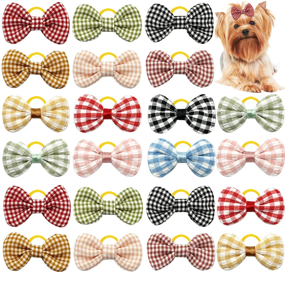 50/100PCS Hair Bows For Dogs Pet Dog Grooming Bows Small Dogs Hair Accessories For Dog Pet Dog Supplies Elastic Bands