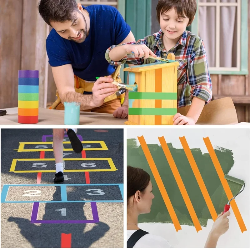 Gekleurde Plakband, Gekleurde Schilders Tape Voor Kunst En Kunstnijverheid, Tekenband, Knutselband Papier Tapecorful Tape