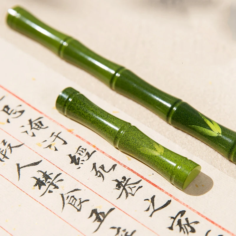 Brass Bamboo Joint Shape Solid Paperweight Green Color for Calligraphy Painting Desk Decoration Gift Art Supply Home Office