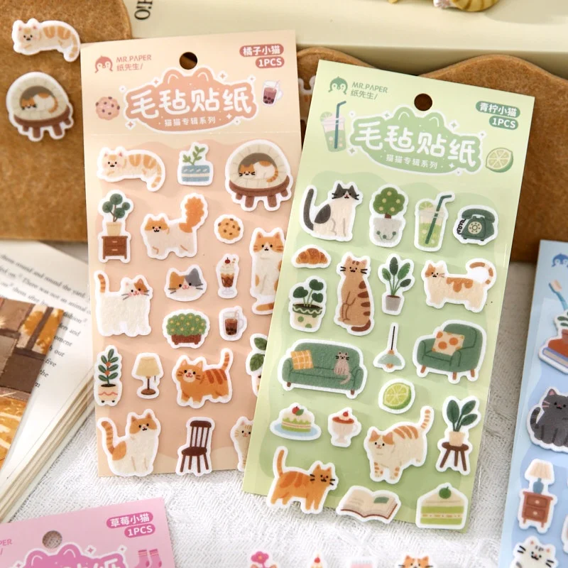 

24PCS/ лот CREATIVE CAT войлочные стикеры милые скрапбук DIY дневника декоративные канцелярские стикеры альбом STICK LABEL
