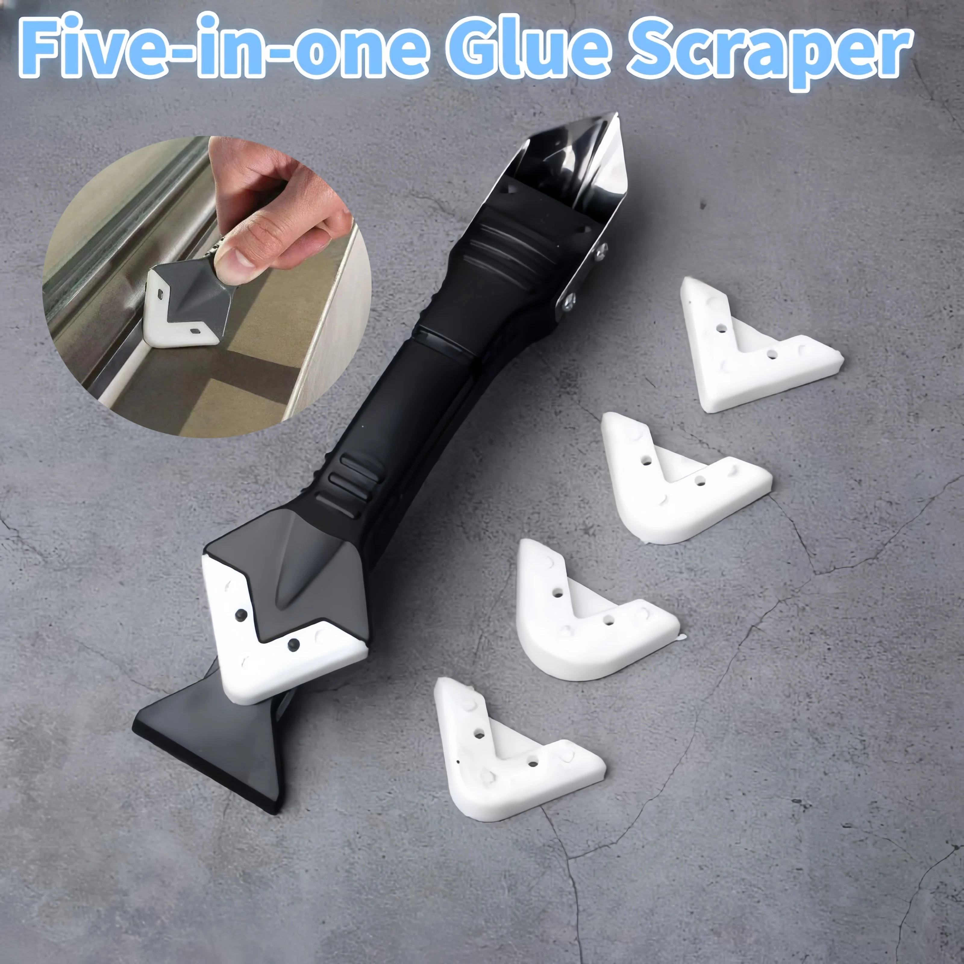 

Glass Glue Scraper, Glue Scraper, Multi-function Glue Spreader, Five-in-one Blade Corner Burr Trimming Blade and Seam Tool