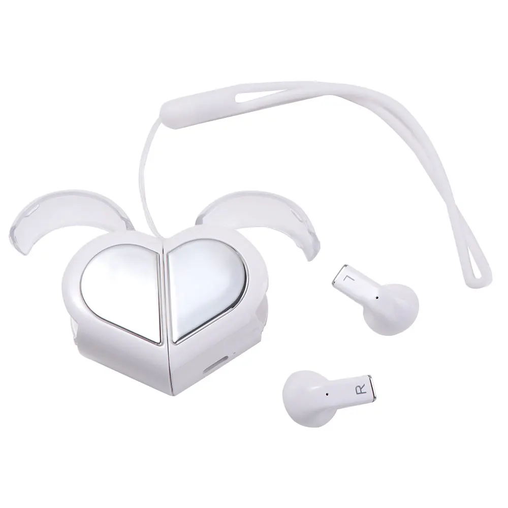 

Stereo Bass Rotatable Bluetooth Earphones Low Latency Couple Earphone Deformation Earphones Creative Mic Heart Shape Headphones