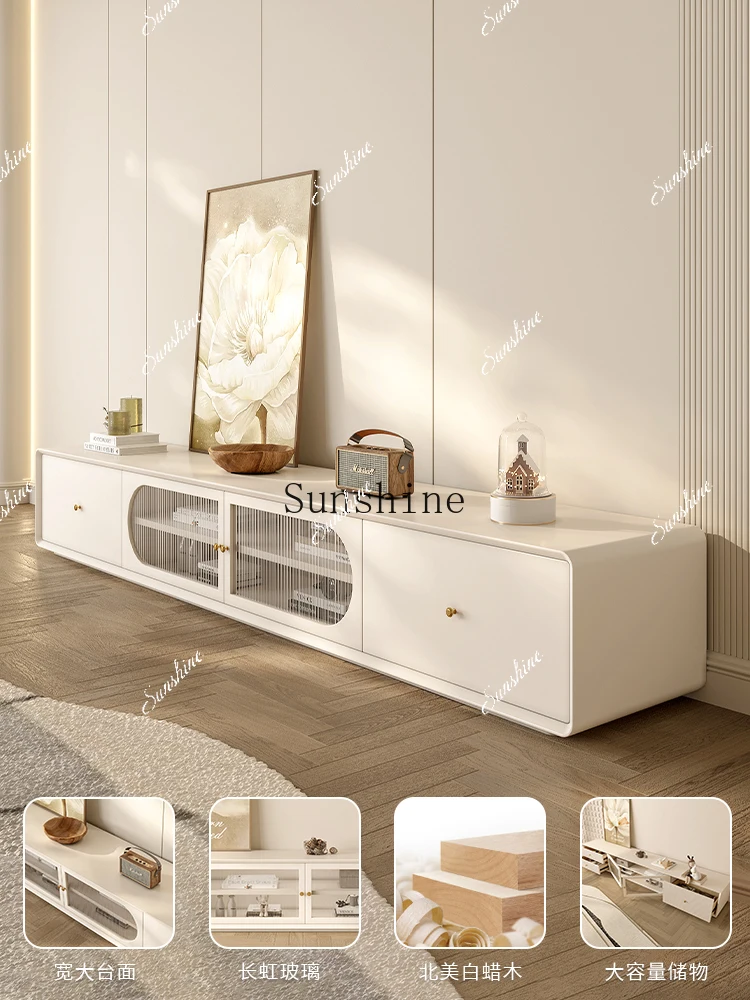

Bedroom simple modern cream wind small apartment ultra-thin TV cabinet FT