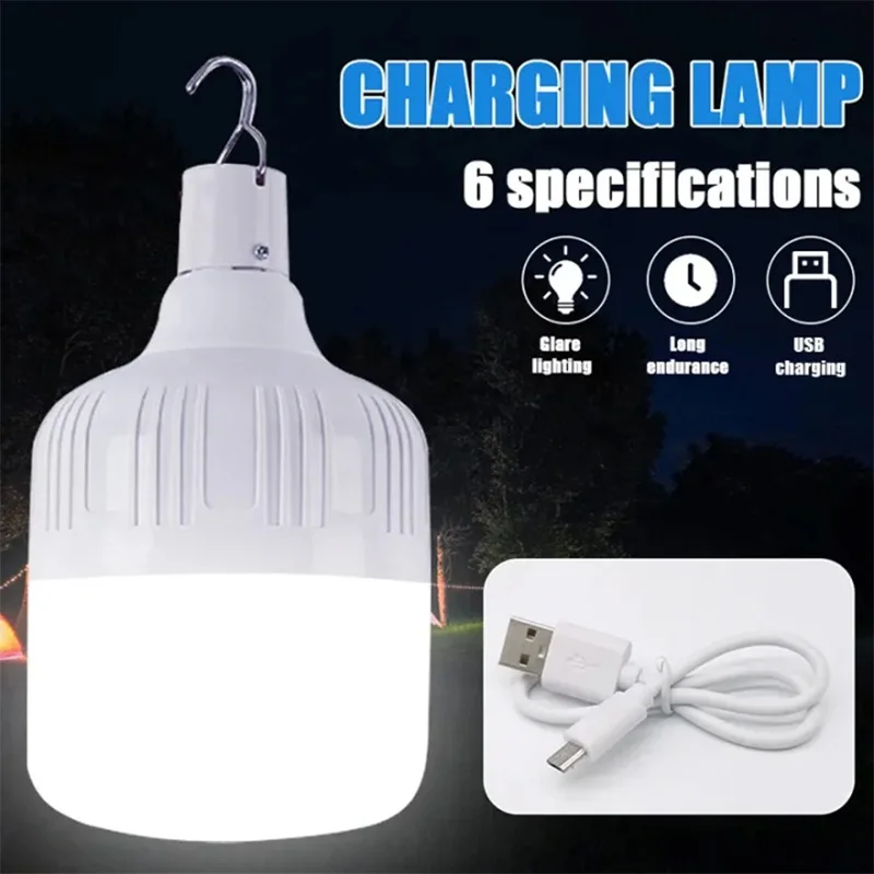 LED Camping Lamp Outdoor Portable Bulbs USB Charging Waterproof With Hook Multi-brightness Adjustment Essential For Camping