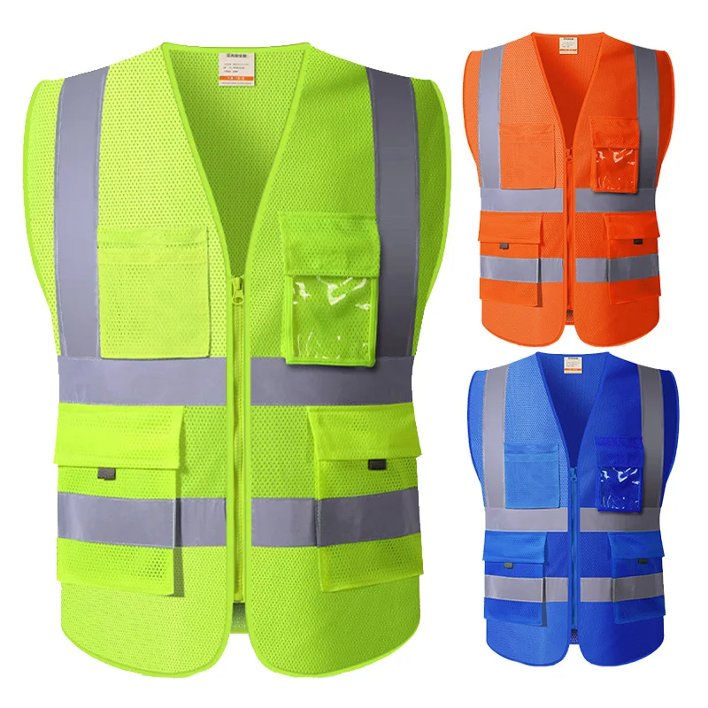 

Hi Vis VIZ Excutive Vest High Visibility Reflective Mesh Vest Multi-pocket Safety Vest With Reflective Stripes Mens Summer Vestl