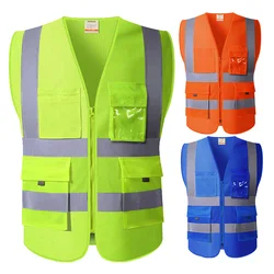 Hi Vis VIZ-Chaleco excutivo de alta visibilidad para hombre, malla reflectante, multibolsillo, de seguridad, con rayas reflectantes, de verano