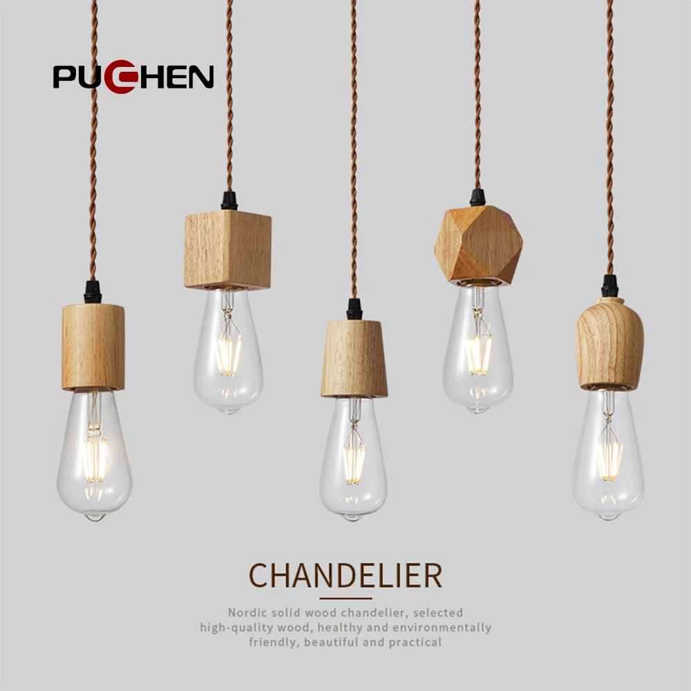 

Puchen E27 Chandelier Nordic Log LED Modern Chandeliers Kitchen Indoor Living Room Bedroom Light Fixtures Lighting Chandelier