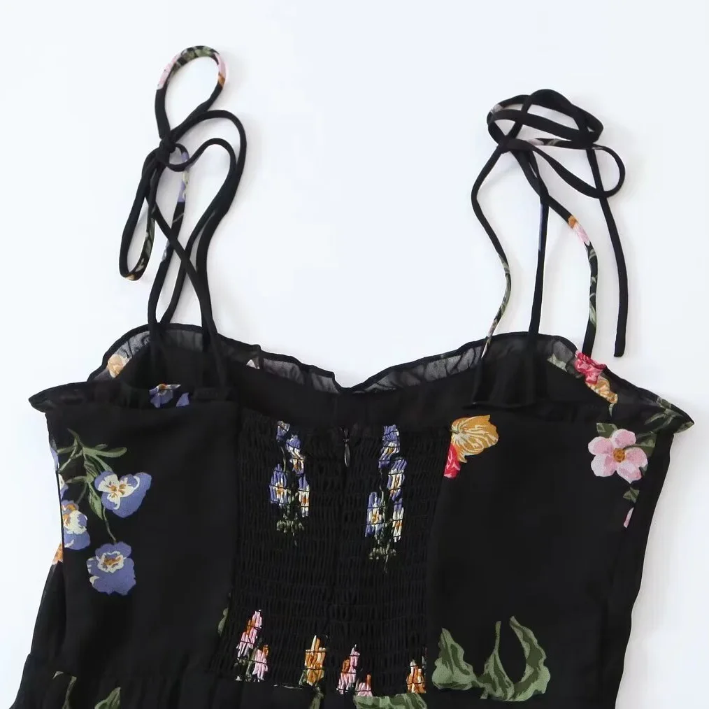 Robe imprimée bustier tubulaire pour femmes européennes et américaines, tempérament léger, cuisiné, printemps, nouveau, 2024