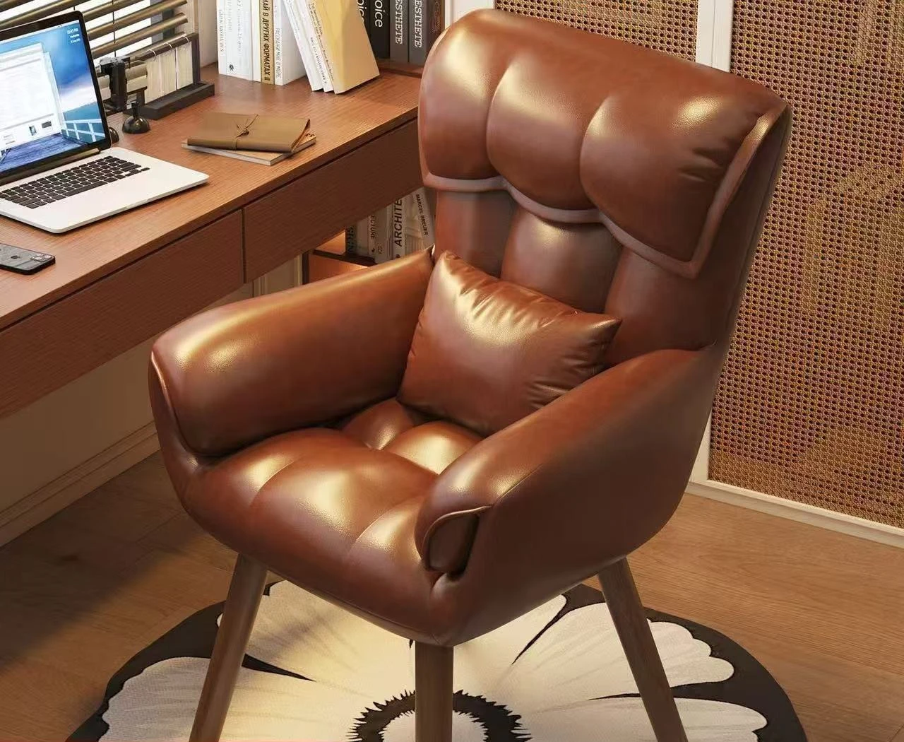 

Rotating Makeup Chair with Backrest Vintage Home Office Seat Comfortable Nail Stool Dressing