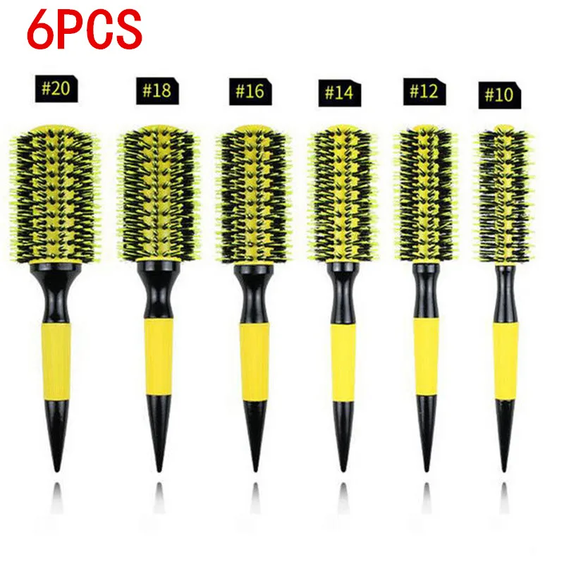 

1/6pcs Round Hair Brush Curling Combs Professional Boar Bristle Wooden Hair Comb Woman Hair Curlerl Hairdresser Styling Tool