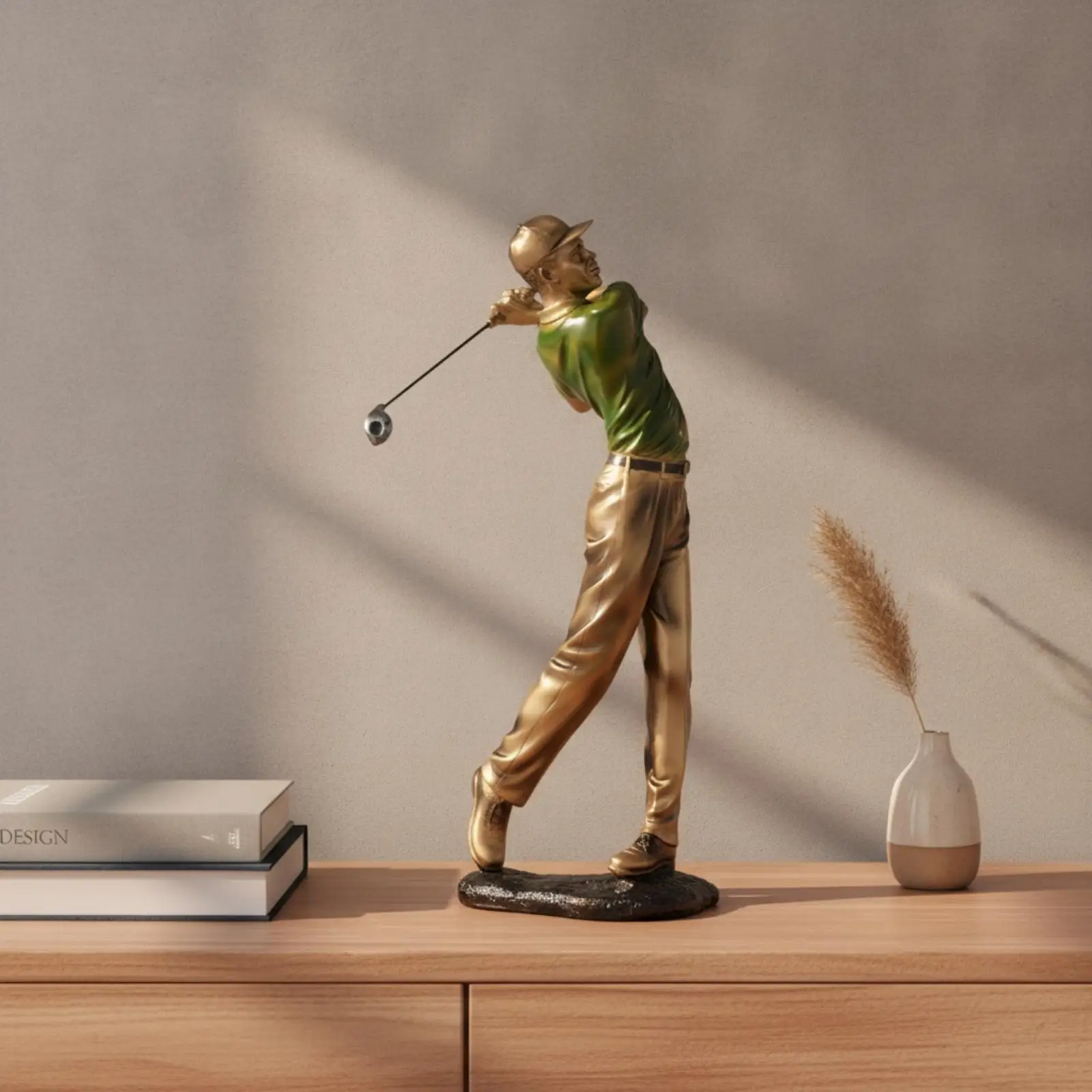 Nordic Golf Player Figurine Modern Minimalist Sports Character Statue Resin Craft Ornament for Home Living Room Office Decor