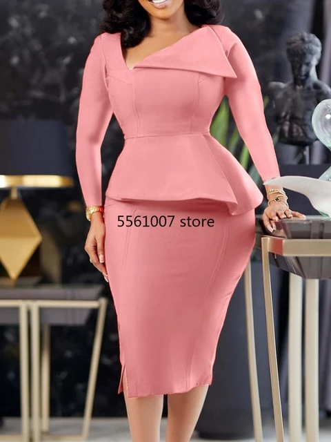 Spring Autumn Africa Clothing Long Sleeve Dress African Dresses For Women Sexy V Neck Perspective Slim Dress Office Lady Party AliExpress 200000532