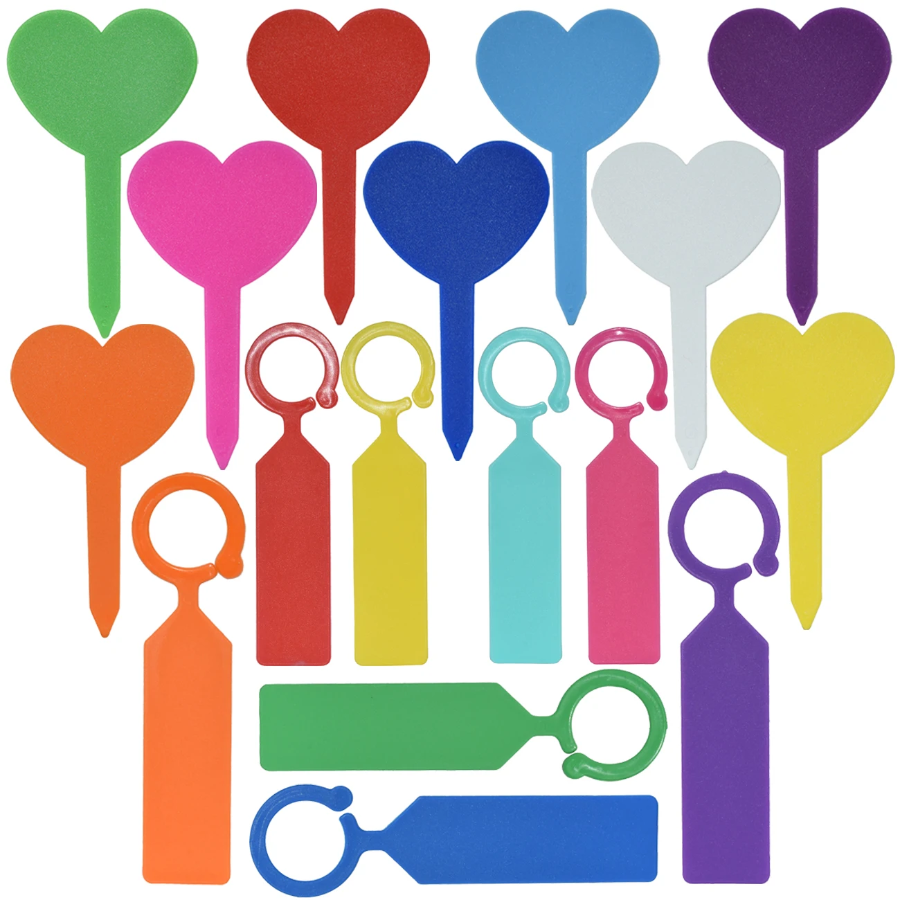 

Garden Planting Tag Markers Label 10-Colors 2-Type Ring Hook Tree Sign Heart Shape Plastic Waterproof Re-Usable Hanging Stake