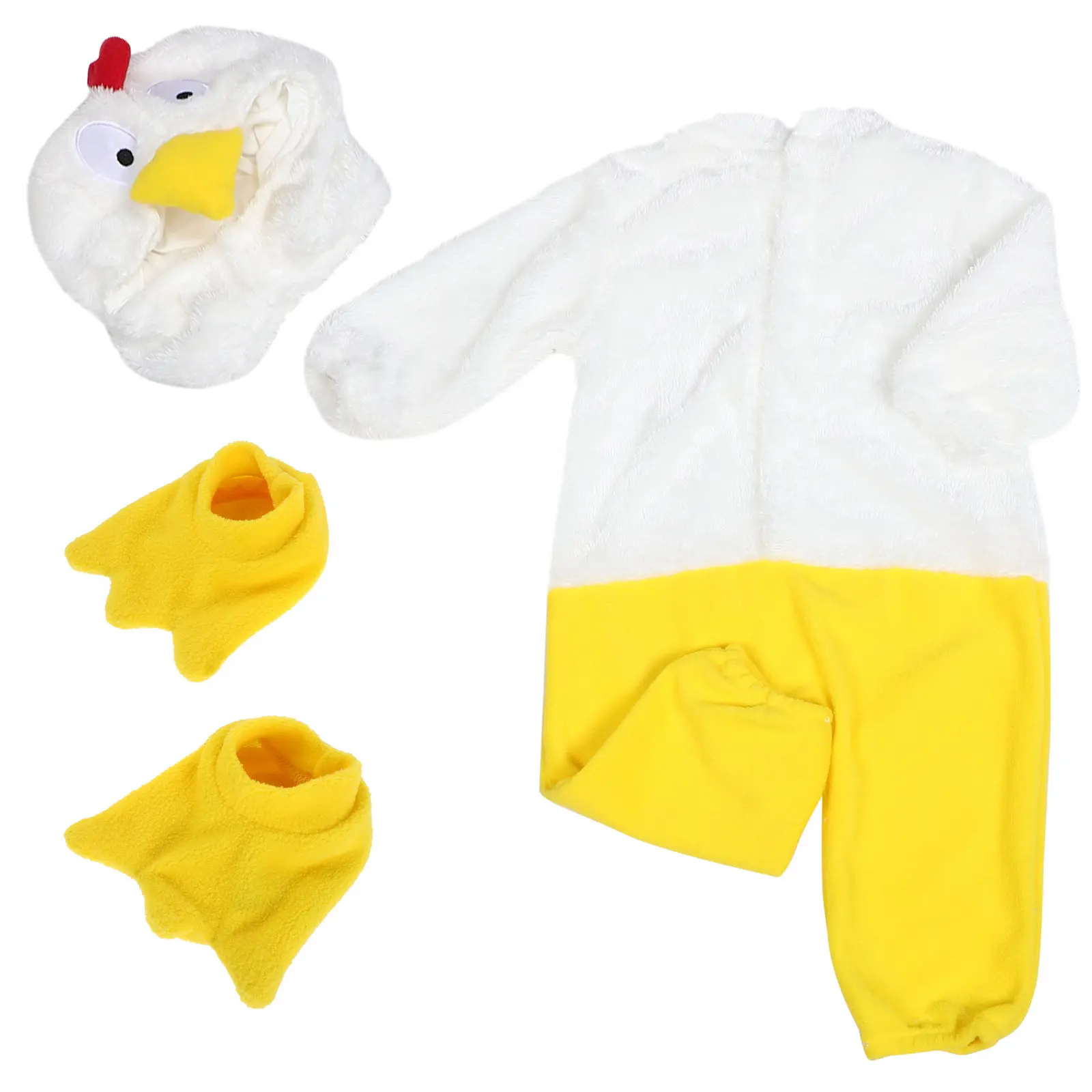 1set-baby-chicken-jumpsuit-long-sleeve-soft-fabric-cute-animal-outfit-hat-newborn-photoshoot-indoor-outdoor-wear