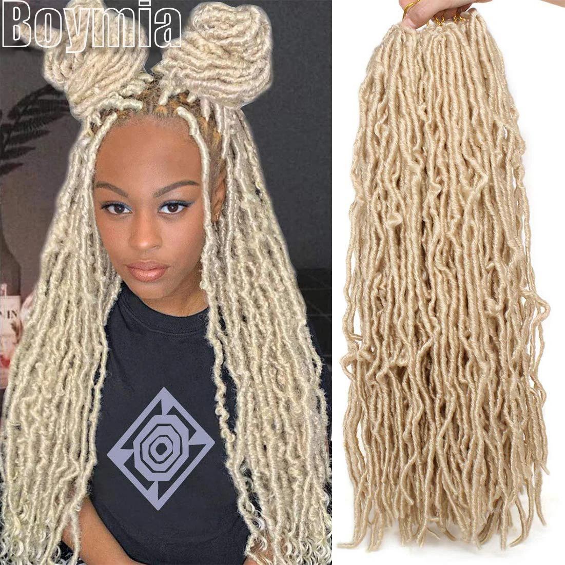 Goddess Faux Locs extensiones de cabello de ganchillo, rastas rizadas suaves, cabello trenzado sintético, trenzas de ganchillo ombré, venta al por mayor