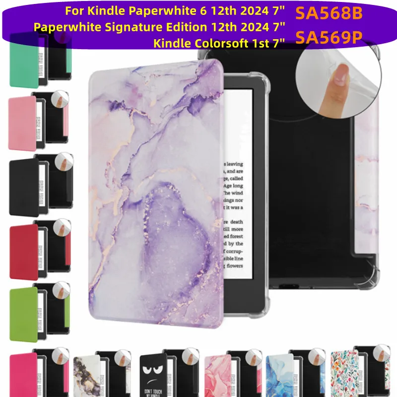 For Kindle Paperwhite 6 12th Generation 2024 Signature Edition 12trh Colorsoft 7 Inch Cute Transparent Case SA568B Sleep Cover