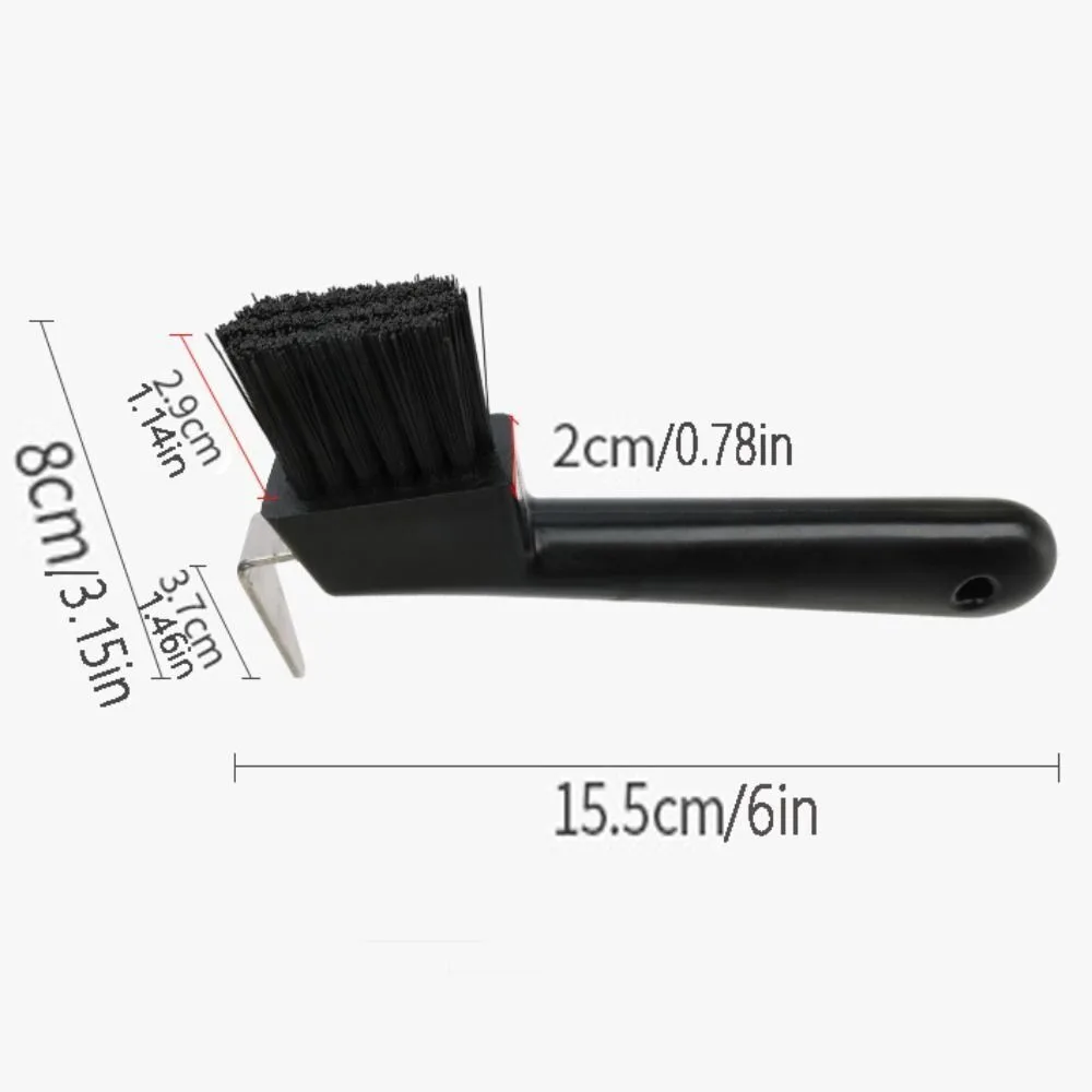 Brosse de sélection de sabots de cheval noir, fer à cheval multifonction en plastique, outil de livres, fournitures d'équipement durables, nettoyeur de rainures de sabots de chevaux