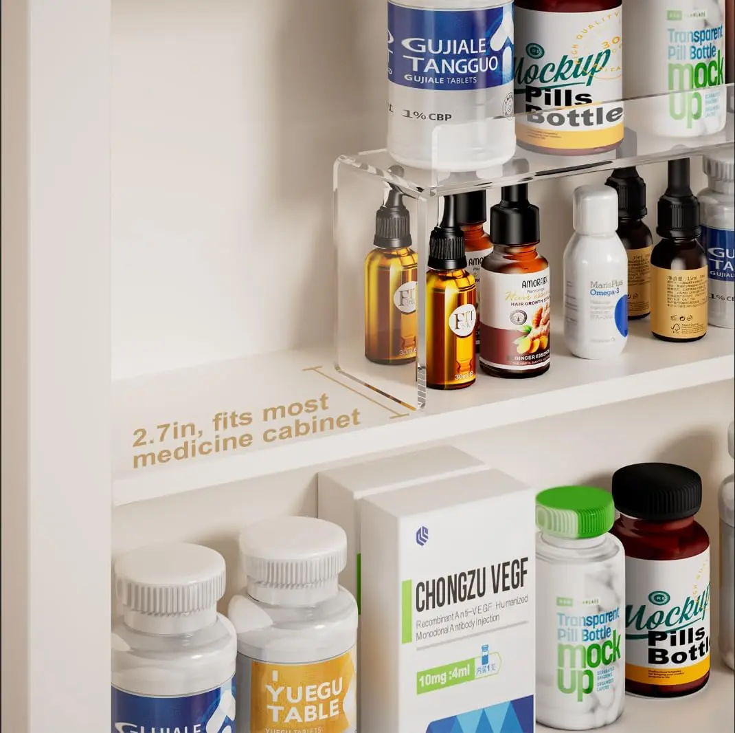 Cabinet Organizer, Medicine Storage Organizer, Acrylic Makeup Organizer Tray, Clear Bathroom Shelf for Cabinet, Sink, Vanity, Co