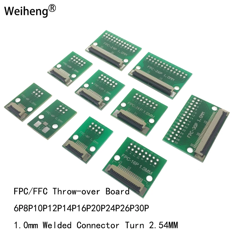 Placa Flexível Do Adaptador Cabo De 1 Pces FPC/Ffc Dupla Face 1.0MM Para A Linha Reta 2.54MM 6p/8p/10p/12p/14/16/20p/24p/26p/30p