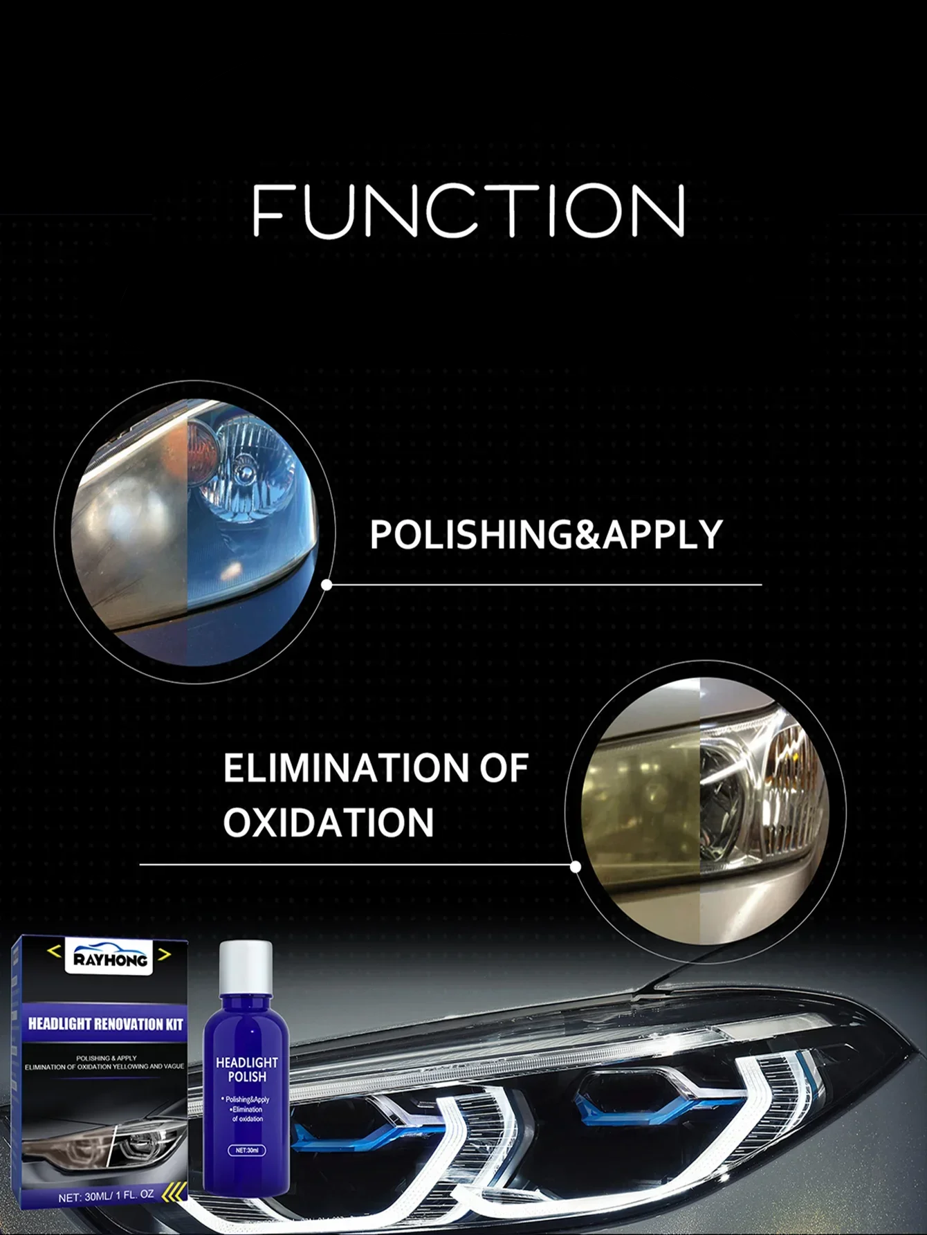 

30ml Anti-scratch Repair Fluid Coating Oxidation Rearview Car Headlight Cleaner Polish Restoration Kit Tools Cars Accesorios