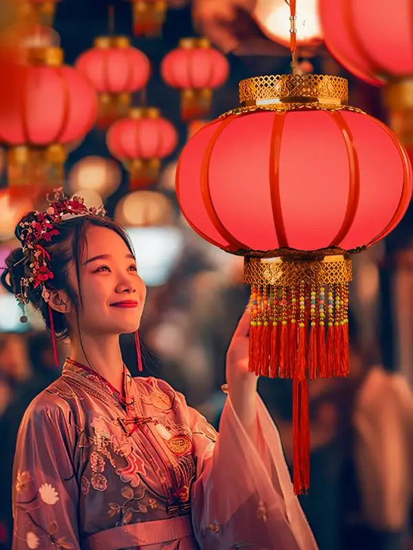 

Новая красная подвесная лампа-фонарь 2026 года для улицы, балкона, виллы, праздничного декора, освещения, из пластика, круглая форма