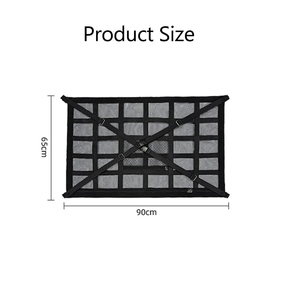 Tas Penyimpanan Mobil Tas Jaring Bernapas Tas Penyimpanan Atap Ritsleting Ganda Kantong Ganda Tas Gantung Berjaring Perlengkapan Mobil