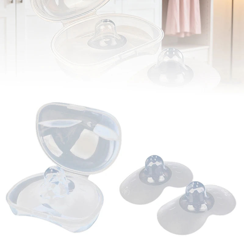 2pcs Silicone Nipple Protectors for Breastfeeding Mothers Nipple Shields Clear Carrying Case Included