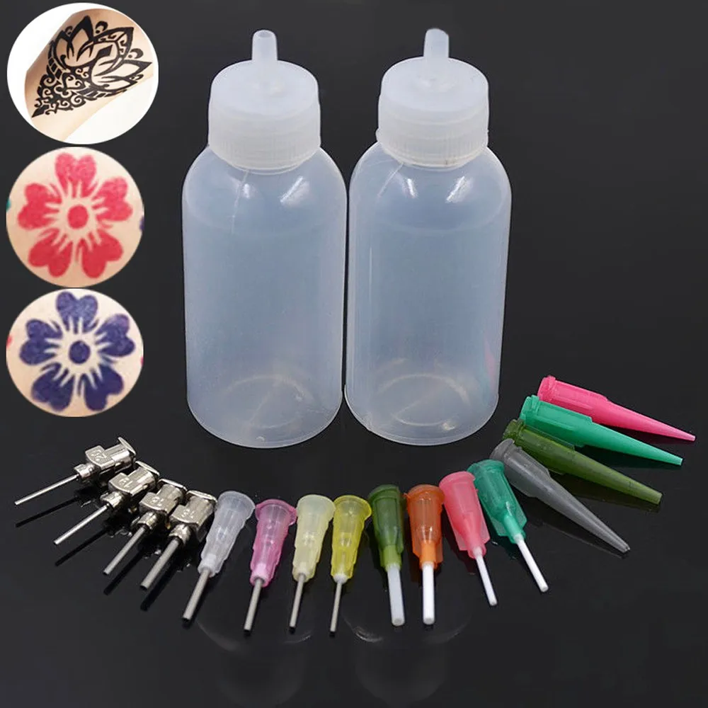 Henna Kit Applicator Bottle Paste Tattoo Body Art Nozzle Drawing Making Tool Set