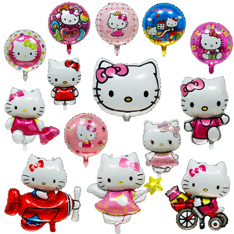 Hello Kitty Balloons Happy Birthday Party Decoration Hello Kitty Balloon Foil Balloon Set Room Decor Girls Gift Party Supplies