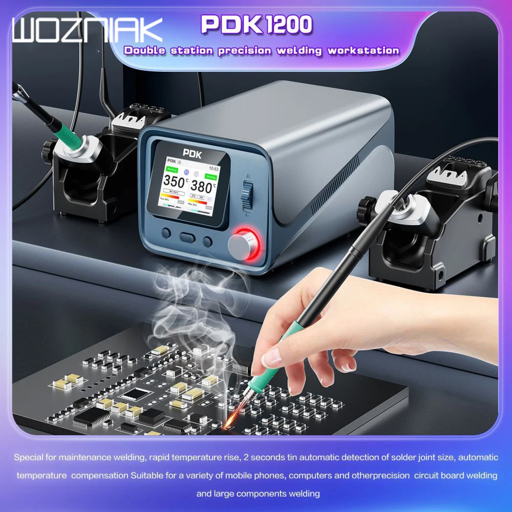 Woznik PDK1200 Soldering Station Dual Station Suit C210 C245 C115 Handle Used For Repairing Mobile Phone Motherboards Welding