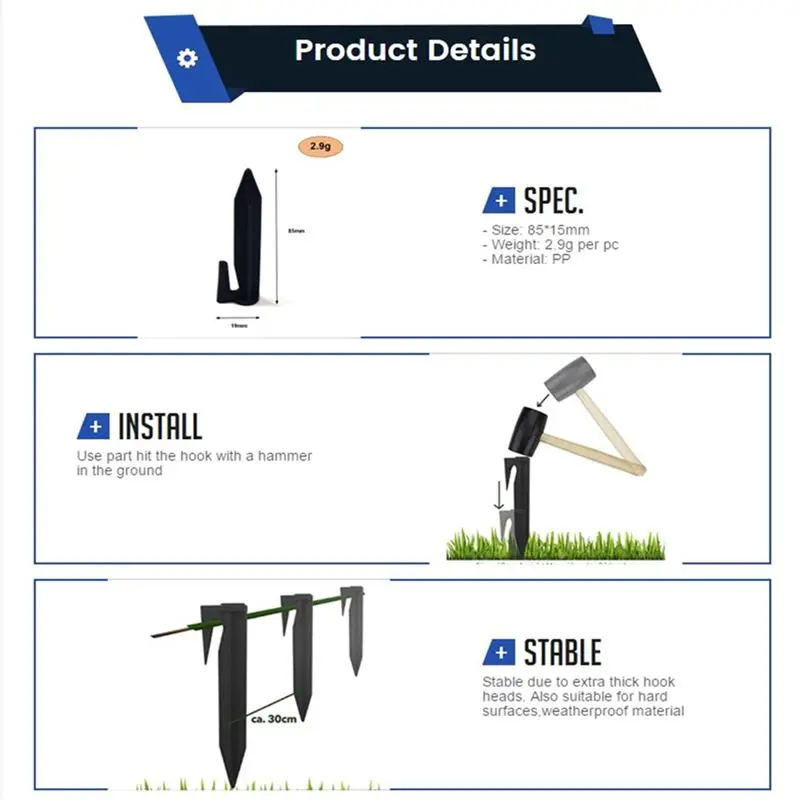 

A23PBG 50 Pieces of 8.5cm Line Pressing Nails, Boundary Nails of Gardening Lawn Mower, Lawn Biodegradable Signal Line Nails.