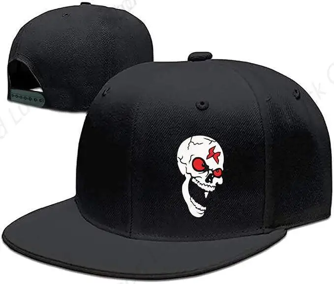 Vicious Human Skull Hat Cool Snapback Hats for Men Flat Bill Brim Adjustable Men's Horror Red Eye Baseball Cap