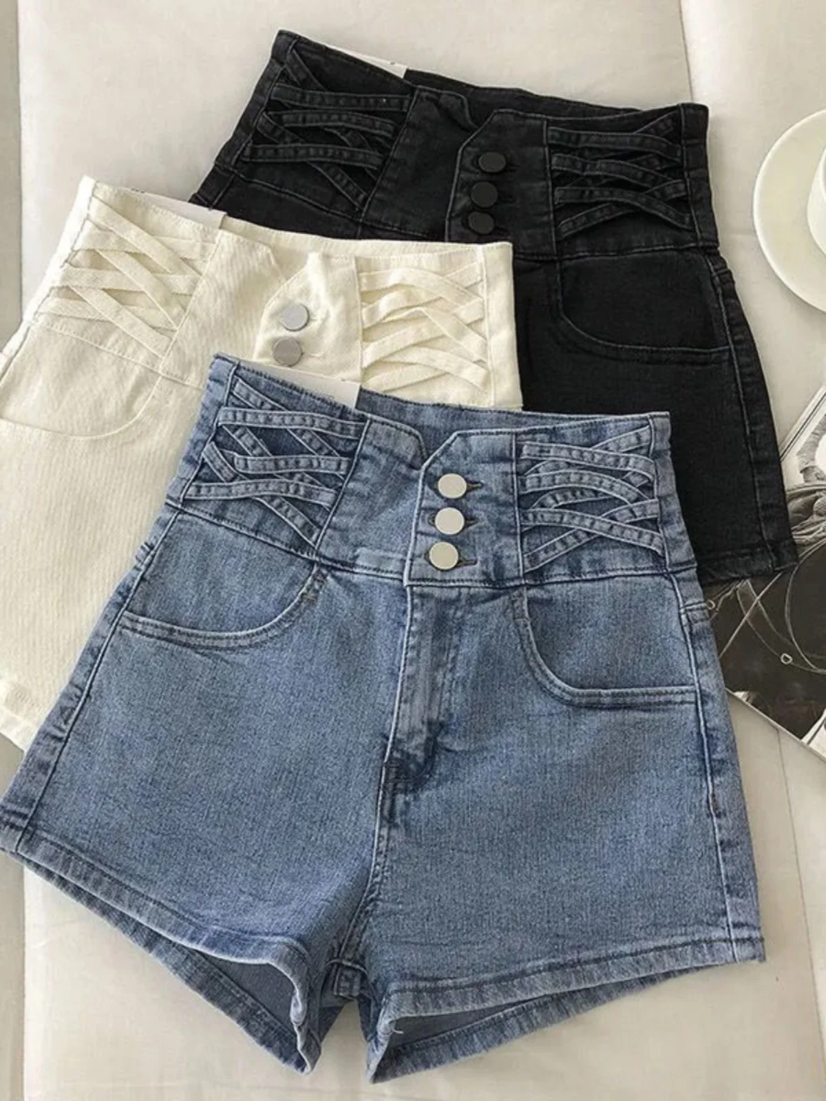 

High Waist Wide Leg Short Jeans Women's Loose Slimming A-Line Hot Pants plus Size Spring Autumn 2026 New Style Casual Shorts