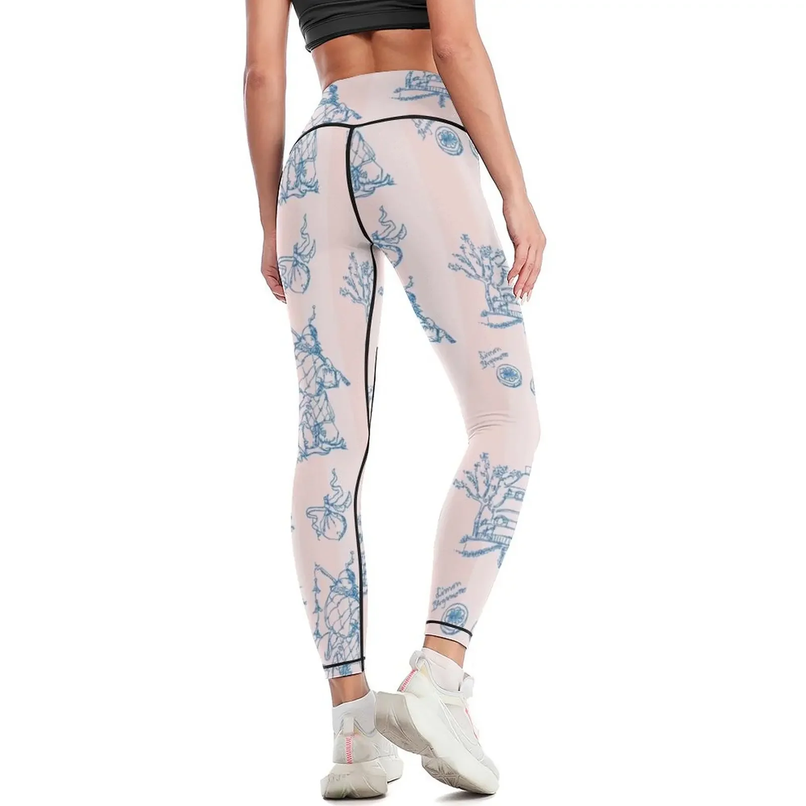 Ensemble de leggings de fitness pour femmes, motif roulant, pantalon de gym, vêtements de sport, chinoiserie, papier peint, jouets de jouy