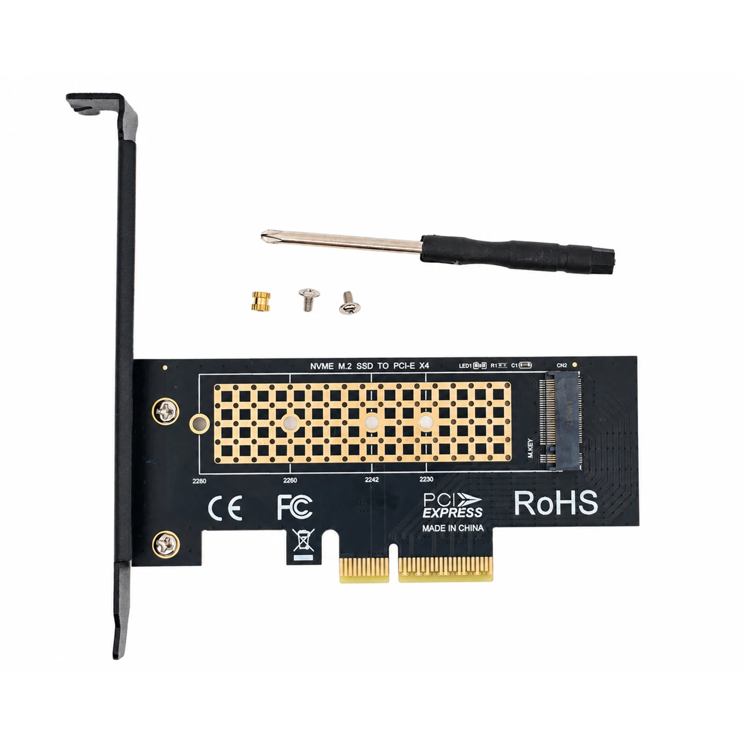 M.2 NVMe PCIe Expansion Adapter, X1/X4 Card Options for 2230 2242 2260 2280 SSD, Computer Motherboard Storage Upgrade