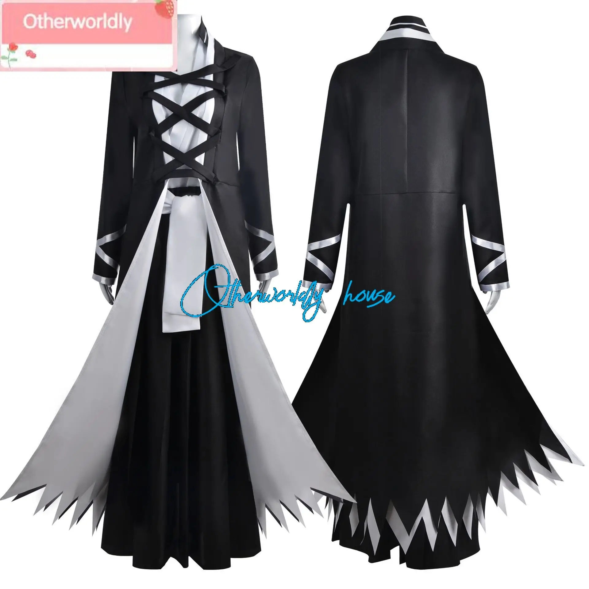 BLEACH-Kurosaki Ichigo traje de cosplay masculino, terno preto de anime, peça de Halloween, casaco, saia, cinto de forro, sapatos, roupa completa