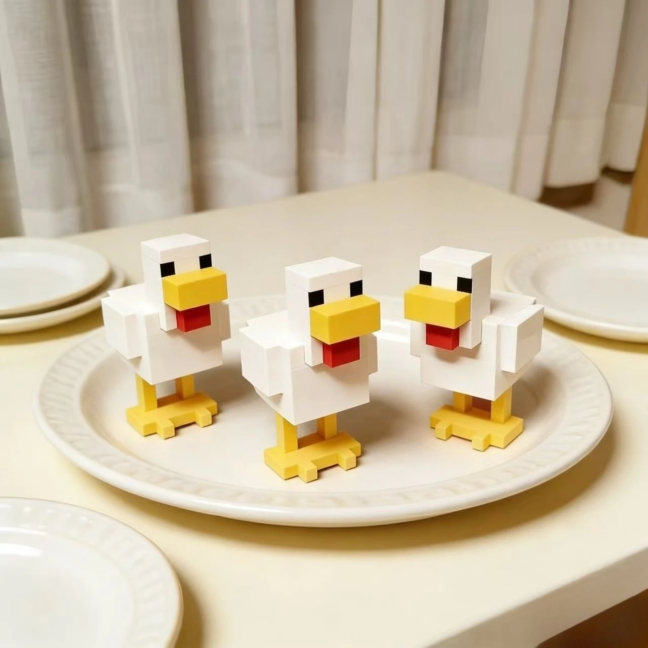Dreiteiliger Anzug, 3D-Druck-Pixel-Hühnermodell, perfekt zum Dekorieren Ihres Schreibtischs oder Ihrer Wohnzimmer – Detail 6