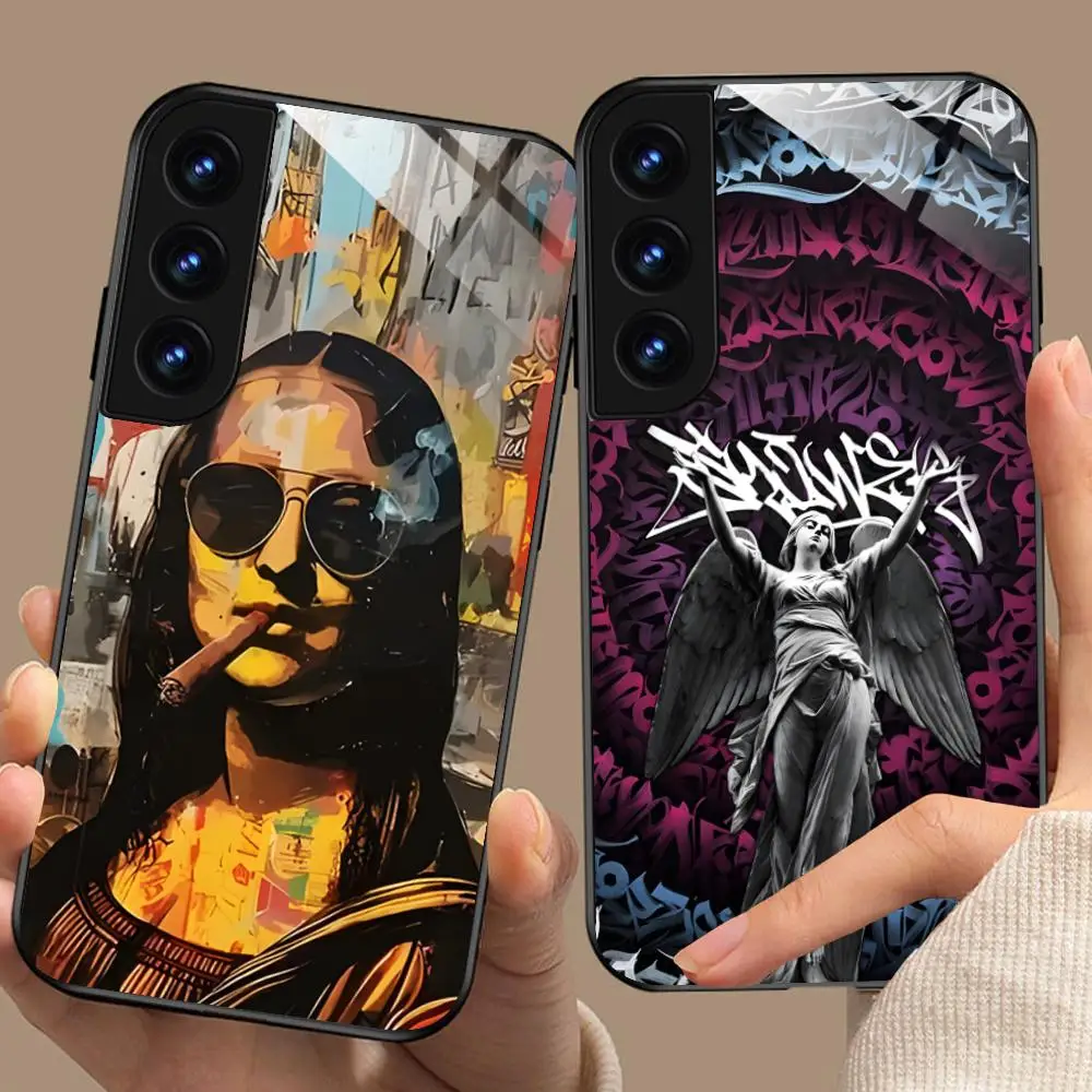Graffiti Art Glass Mobile Phone Case for Samsung Galaxy S26 S25 S24 S23 S22 S21 S20 Note20 Plus FE Ultra Colorful Cover