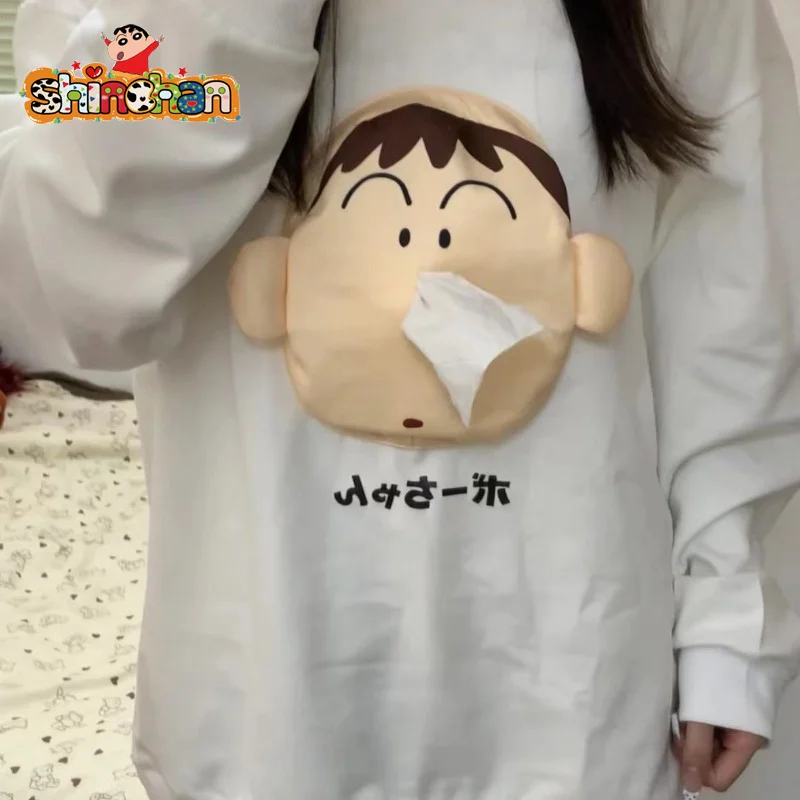 Crayon Shin Chan Hoodie with Paper on Hand 3D Cute Cartoon Doll Toys Dumb Drawstring Long Sleeved Hoodie Doll Birthday Gift