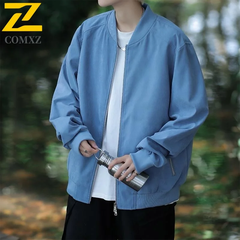 

2025 New Men's Standing Collar Jacket Spring Autumn Thin Windproof Jacket Men's Casual Mountaineering Camping Waterproof Jacket