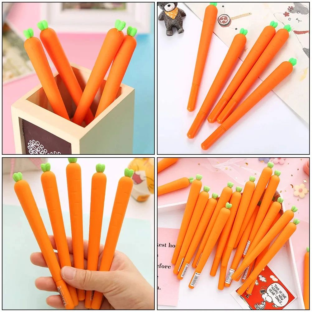 4 قطع من أقلام حبر الجل المكتبية المميزة والجزر والكربون المائي وحبر جاف برتقالي للاستخدام للطلاب