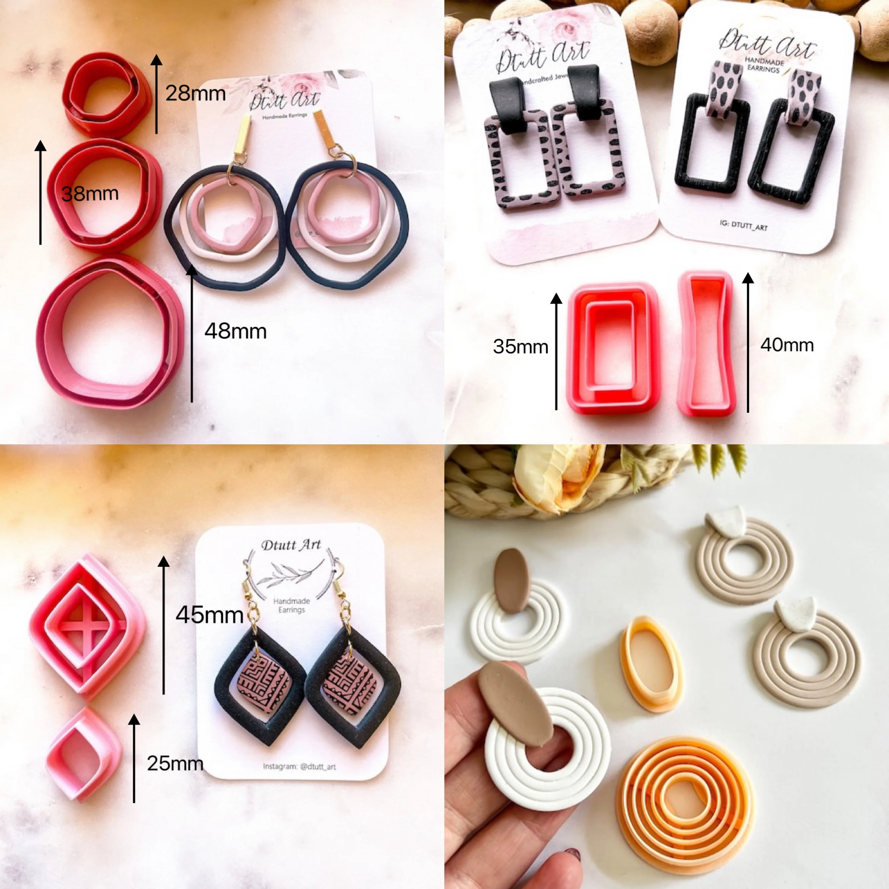 Soft Pottery Earrings Polymer Clay Cutter Hollow Geometric Pattern Mold DIY Clay Earrings Jewelry Pendants Clay Tools