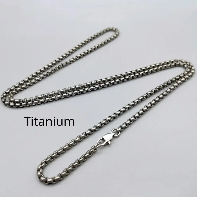 New TA1 Pure Titanium Box Chain Necklace 3mm Men Women Unisex NO Allergic Skin Care Health Titanium Square Link Necklaces