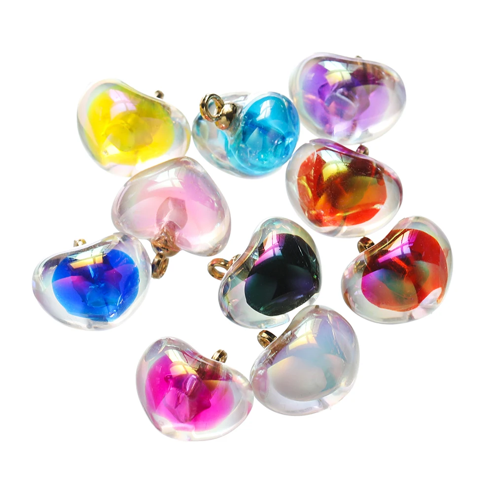 10Pcs 18x19mm AB Color Heart Acrylic Charms Pendants for Nec