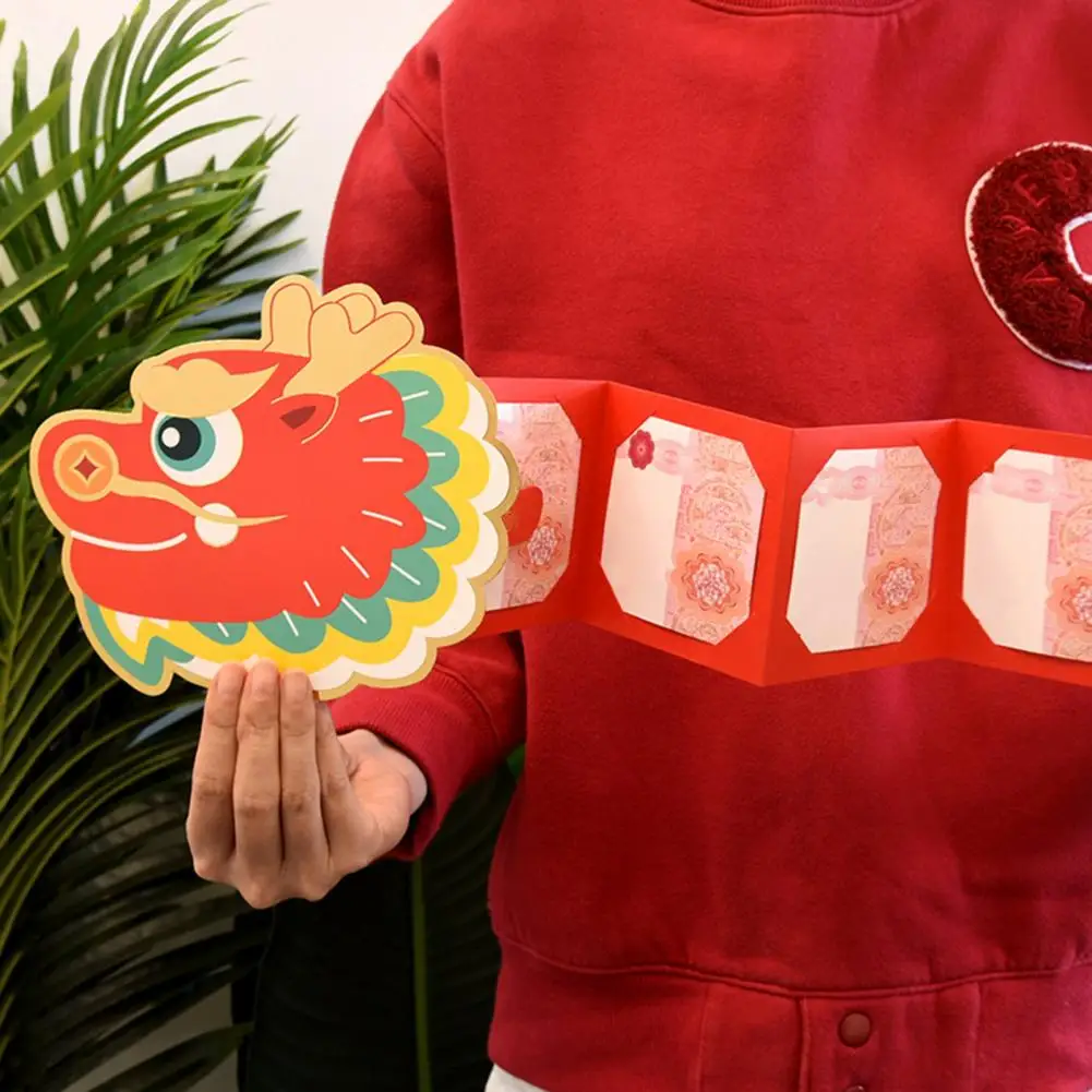 Paper Red Envelopes Chinese New Year Red Envelopes Foldable Dragon Shape Cute Cartoon Design for Spring Festival Celebrations