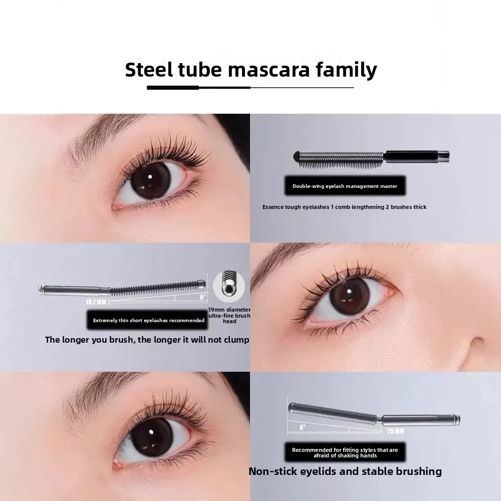 Judydoll Rímel e primer para alongamento e curvador à prova d'água em tubo de metal com escova de pente fino - Maquiagem de beleza à prova de manchas