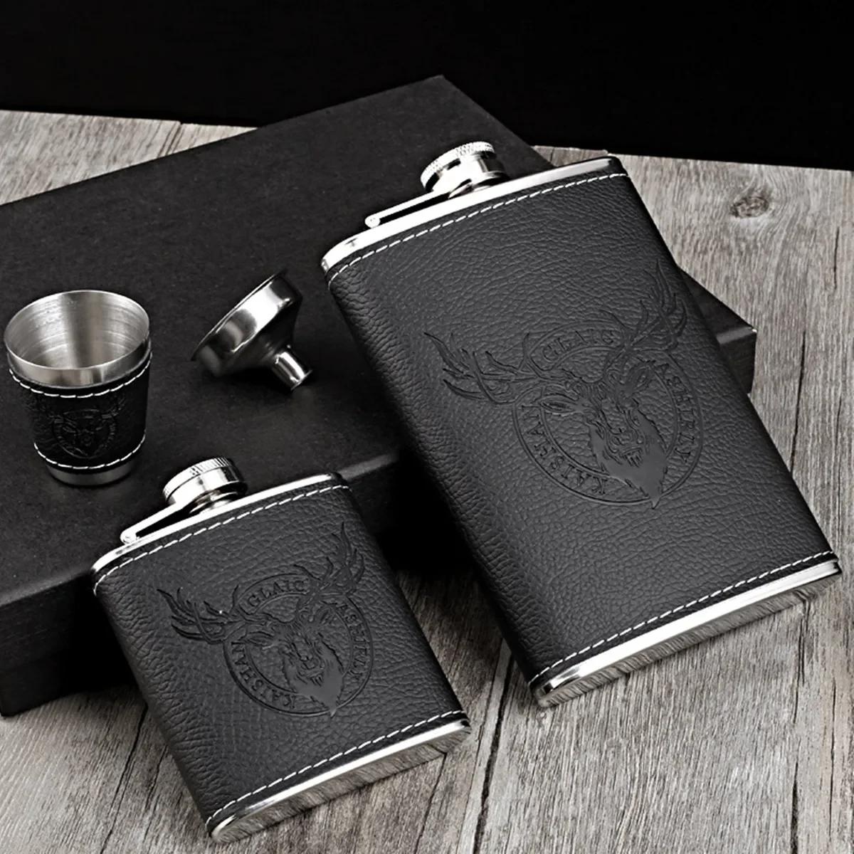 8oz Large Capacity Leather Thickening 304 Stainless Steel Proof Kettle Pot Hip Flask Whiskey Wine Bottle Gifts CCCP for Alcoho