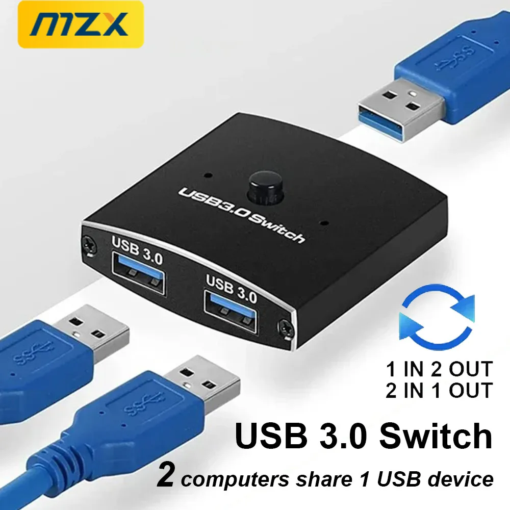 MZX USB 3.0 الجلاد KVM التبديل محدد اتجاهين 2 في 1 خارج KVM 3 0 A Hub 2 الكمبيوتر المحمول ملحقات الكمبيوتر حصة الطابعة USB Hub