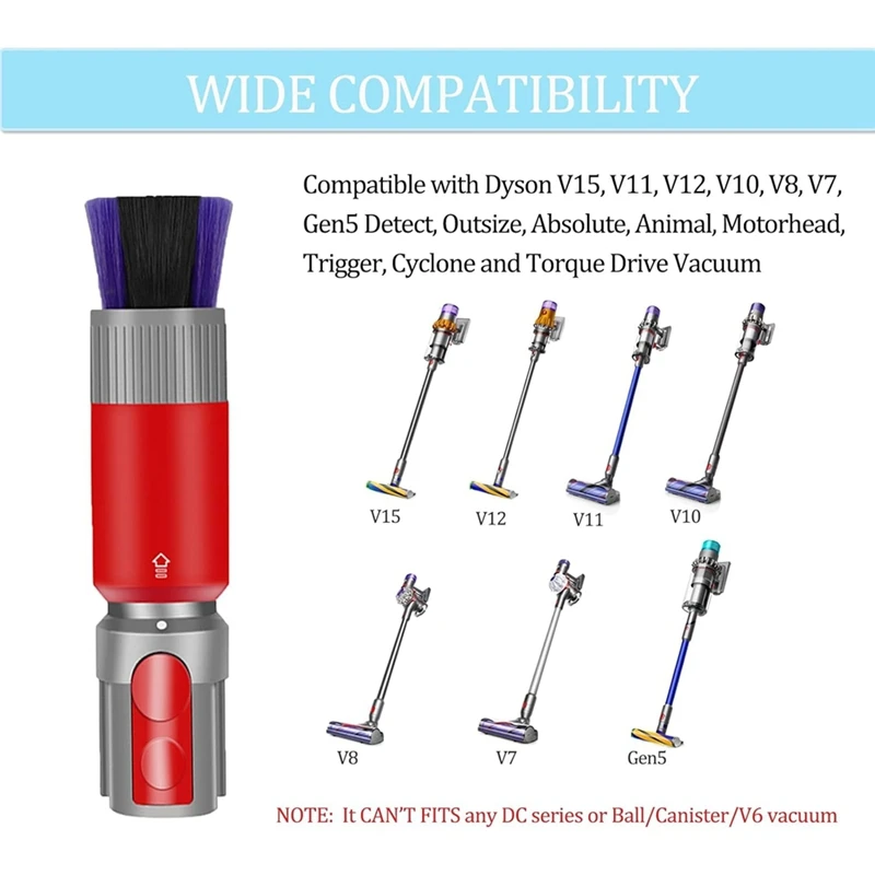 For Dyson V7 V8 V10 V11 V15 Flexible Crevice Tool And Traceless Dust Brush Attachment For Car Detailing&Corners Cleaning